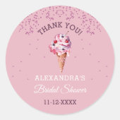 Pastel Roze Ice Cream Vrijgezellenfeest Dank u Ronde Sticker (Voorkant)