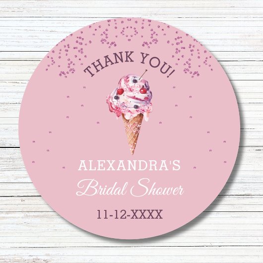 Pastel Roze Ice Cream Vrijgezellenfeest Dank u Ronde Sticker