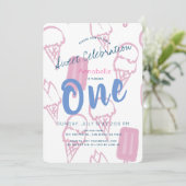 Pastel Roze IJs Meisje 1e verjaardag Kaart (Staand voorkant)