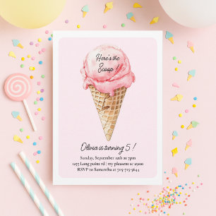 Pastel Roze Ijsje Verjaardagsfeestje  Kaart