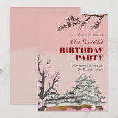 Pastel roze Japanse bloesem verjaardag Kaart (Voorkant / Achterkant)