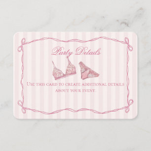 Pastel Roze Kant Ondergoed Shower Details Informatiekaartje