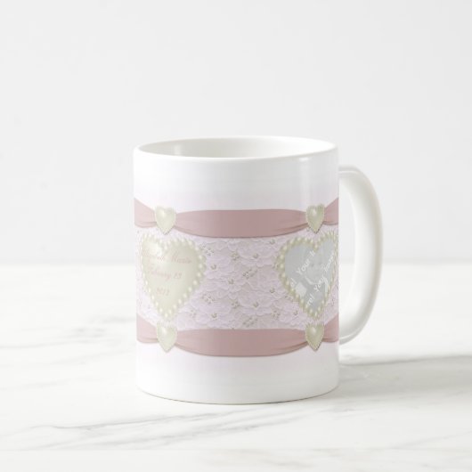 Pastel Roze kant Pearl Baby Foto Mok (Voorkant rechts)