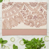 Pastel Roze Kant Rozen Theedoek (Gevouwen)