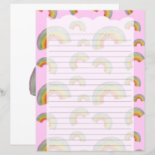 Pastel Roze Kawaii Regenboog Briefpapier