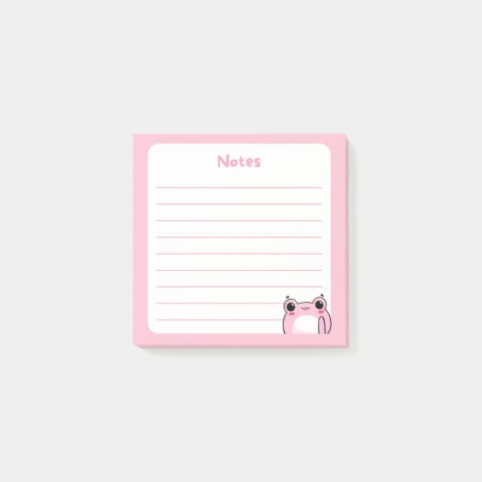 Pastel Roze Kawaii Shy Blushing Chibi Kikker Wavin Post-it® Notes (Voorkant)