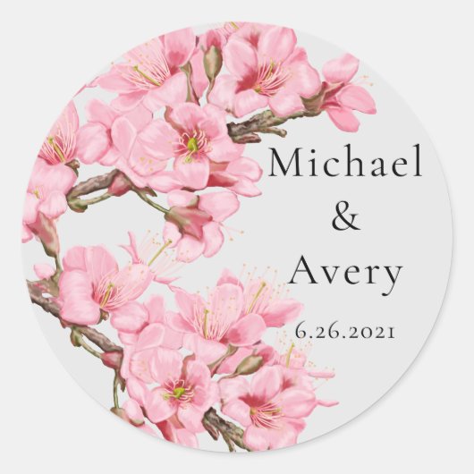 Pastel roze kersenbloesem herdenking sticker (Voorkant)