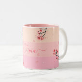 Pastel roze kersenbloesem Mok (Voorkant rechts)