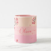 Pastel roze kersenbloesem Mok (Center)