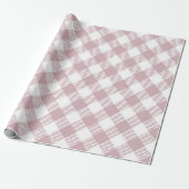  Pastel Roze Kerst Gingham Patroon Cadeaupapier (Uitgerold)