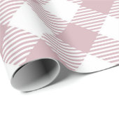  Pastel Roze Kerst Gingham Patroon Cadeaupapier (Rol Hoek)
