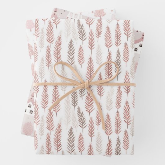  pastel roze kerst inpakpapier vel (In situ)