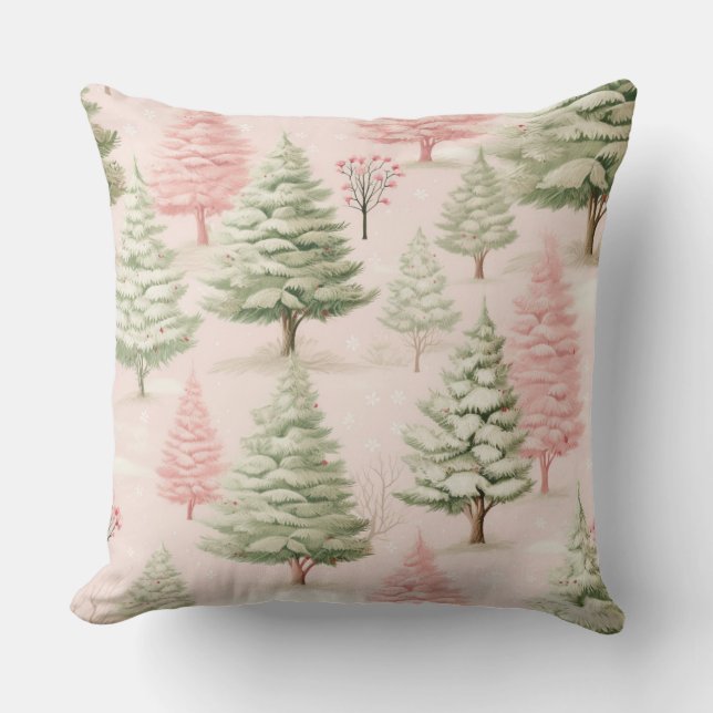 Pastel Roze Kerst Kussensloop Kussen (Voorkant)