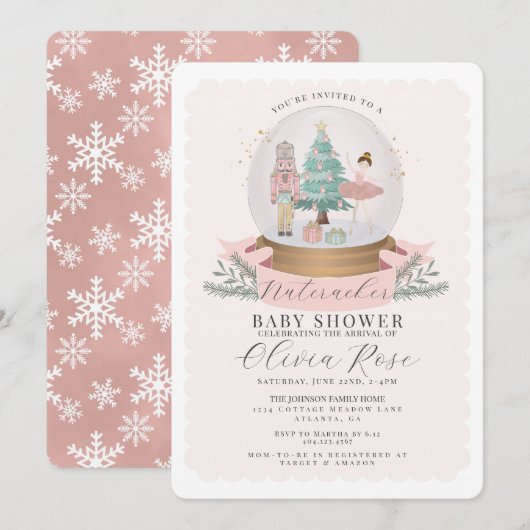 Pastel Roze Kerst Notenkraker meisje baby shower (Voorkant / Achterkant)