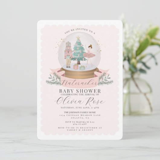 Pastel Roze Kerst Notenkraker meisje baby shower (Staand voorkant)