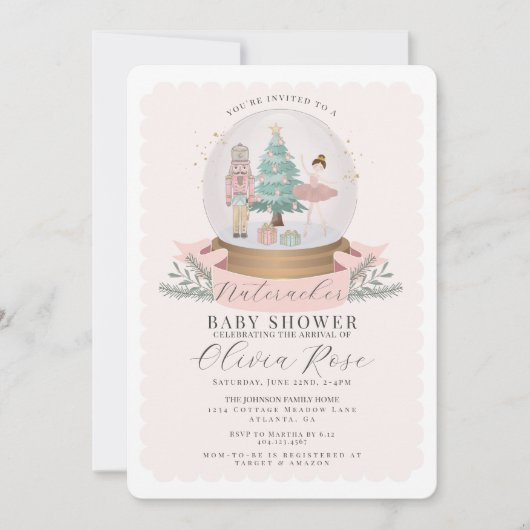 Pastel Roze Kerst Notenkraker meisje baby shower (Voorkant)