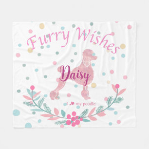 Pastel Roze Kerst - Poedel Aangepaste Naam Fleece Deken