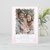 Pastel Roze Kerst Watercolor Kerstboom Feestdagenkaart (Staand voorkant)