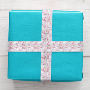 Pastel Roze Kerst Waterverf Sneeuwman Satijnen Lint