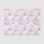 Pastel Roze Kerst Waterverf Sneeuwman Tissuepapier (Voorkant)