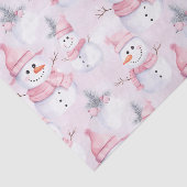 Pastel Roze Kerst Waterverf Sneeuwman Tissuepapier (Detail)