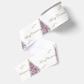 Pastel Roze Kerstbomen Kerstmis Grosgrain Lint (Achterkant)
