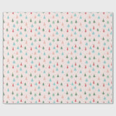 Pastel Roze Kerstbomen Whimsical Kerstfeest Cadeaupapier (Vlak)