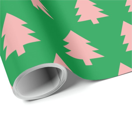 Pastel Roze kerstboom Cadeaupapier (Rol Hoek)