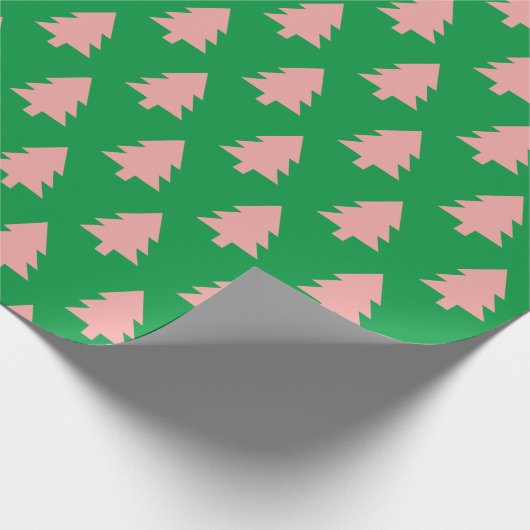 Pastel Roze kerstboom Cadeaupapier (Hoek)