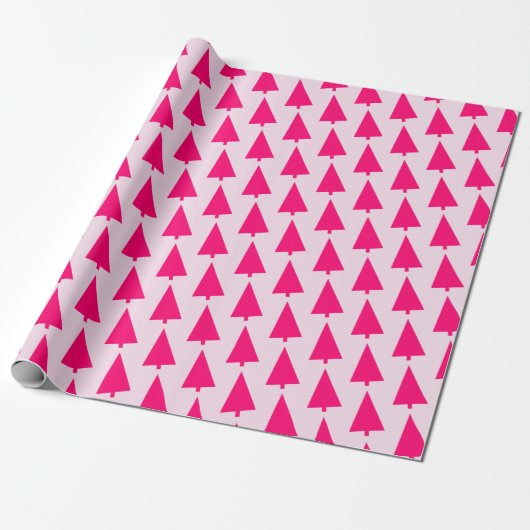 Pastel Roze Kerstboom Cadeaupapier (Uitgerold)