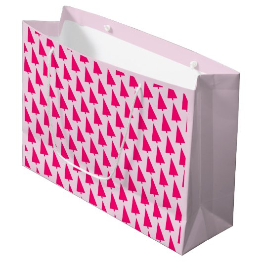 Pastel Roze Kerstboom Cadeautas (Voorkant Gekanteld)