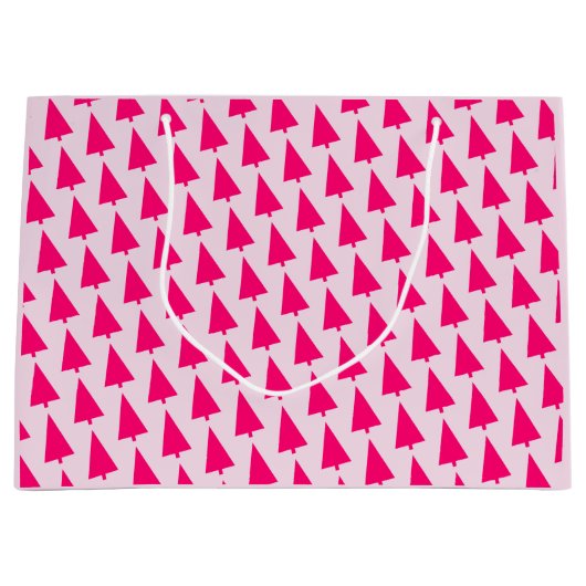 Pastel Roze Kerstboom Gift Bag Groot Cadeauzakje (Voorkant)