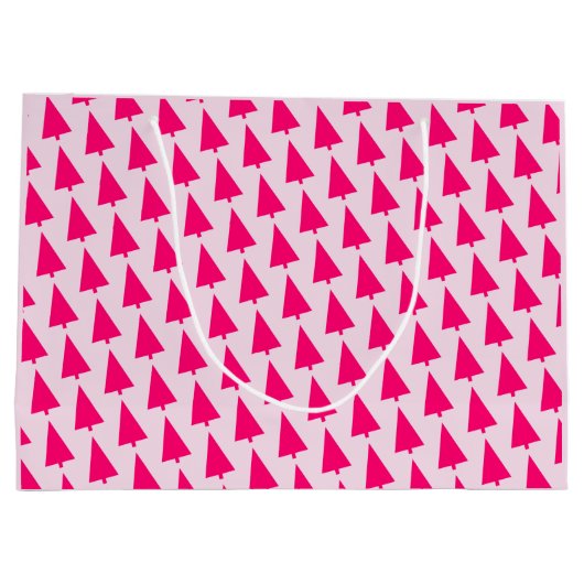 Pastel Roze Kerstboom Gift Bag Groot Cadeauzakje (Achterkant)
