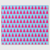 Pastel Roze Kerstboom licht helder blauw Cadeaupapier (Vlak)