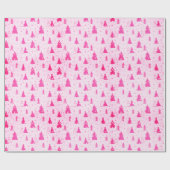 Pastel Roze kerstboom met sneeuwelegant Cadeaupapier (Vlak)