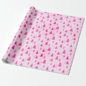Pastel Roze kerstboom met sneeuwelegant Cadeaupapier (Uitgerold)