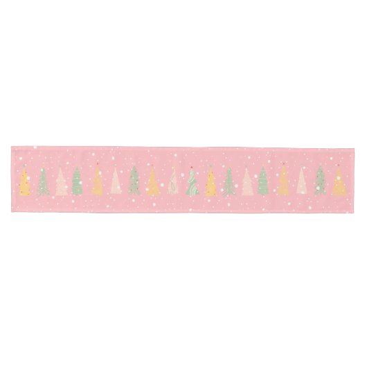 Pastel Roze Kerstboom Tafelloper (Horizontaal)