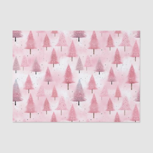 Pastel roze kerstboom Waterverf Tissuepapier (Voorkant)