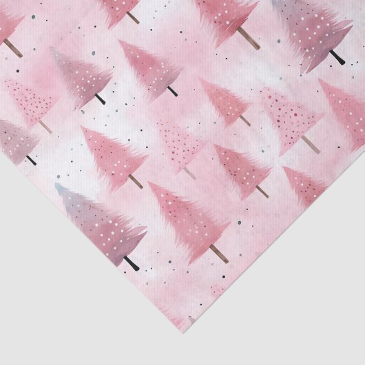Pastel roze kerstboom Waterverf Tissuepapier (Detail)