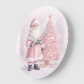 Pastel Roze Kerstman  Grote Klok (Hoek)