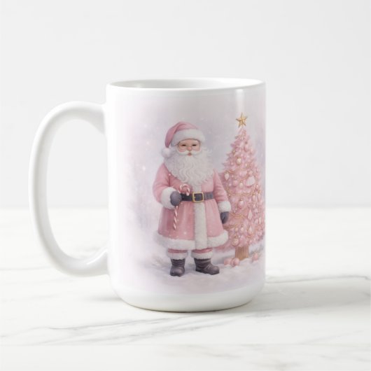 Pastel Roze Kerstman  Koffiemok (Links)