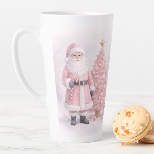Pastel Roze Kerstman Latte Mok (In situ)