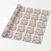 Pastel roze Kerstman met cadeaus  Cadeaupapier (Uitgerold)