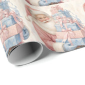 Pastel roze Kerstman met cadeaus  Cadeaupapier (Rol Hoek)
