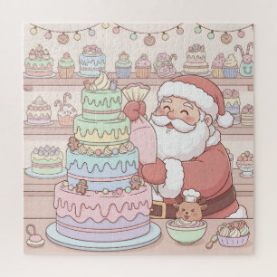 Pastel Roze Kerstman's Sweet Shop Cake Decoratie Legpuzzel