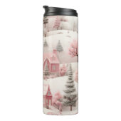 PASTEL ROZE KERSTMIS WINTERSCÈNE THERMOSBEKER (Geroteerd rechts)