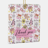 Pastel Roze Kerstpatroon met Aangepaste Tekst Keramisch Ornament (Rechts)
