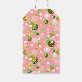 Pastel roze kinder leuke bubbels rond de verjaarda cadeaulabel (Achterkant)
