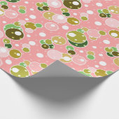 Pastel roze kinder leuke bubbels rond de verjaarda cadeaupapier (Hoek)