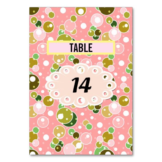 Pastel roze kinder leuke bubbels rond de verjaarda kaart (Voorkant)